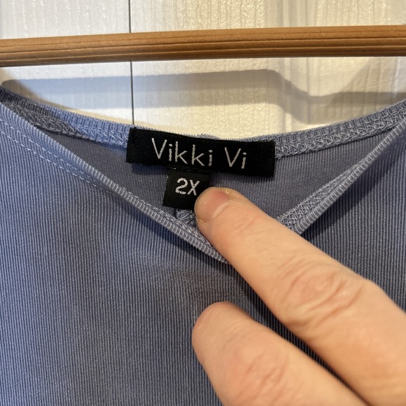 Vikki Vi Maxi Dress Womens 2X Blue Sleeveless Travel Wrinkle Free Stretch Cruise - Picture 5 of 9